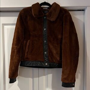 Forever 21 Teddy Faux Fur Jacket with Black Accents